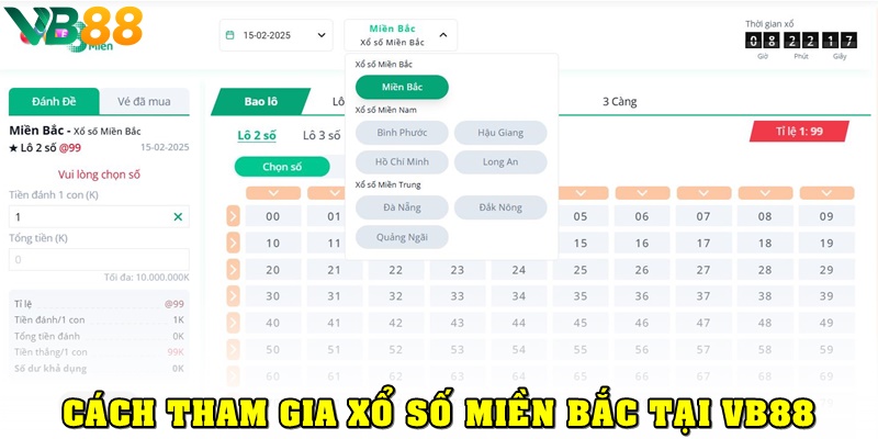 Tham gia xổ số miền Bắc tại VB88